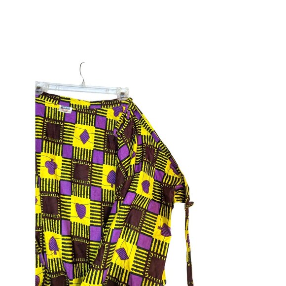 Neelam African Print Wrap Skirt Free Size Yellow & Purple Bold Pattern - Picture 4 of 5